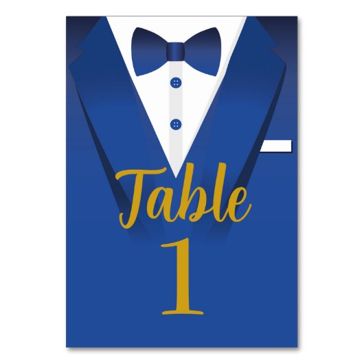 Numéro De Table Tuxedo Event Bow Cravate Black Cravate Royal Blue (Dos)