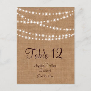 Numéro de table Twinkle Lights sur Burlap
