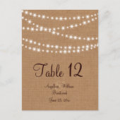 Numéro de table Twinkle Lights sur Burlap (Devant)