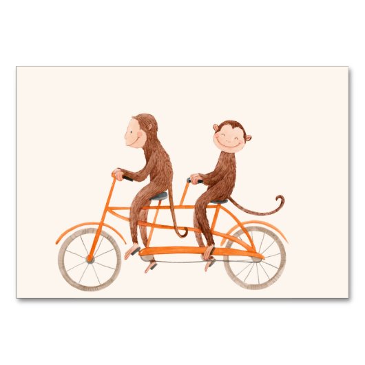 Numéro De Table Twins Baby shower mignon singe double problème (Dos)