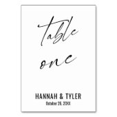 Numéro De Table Typographie contemporaine Élégante Table Un (Dos)