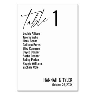 Numéro De Table Typographie contemporaine simple et élégante