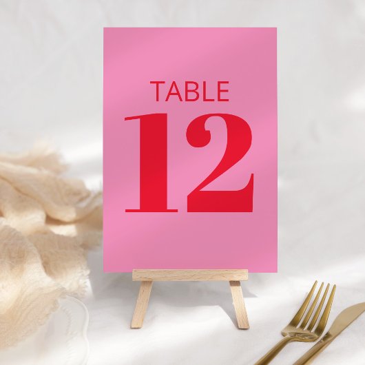 Numéro De Table Typographie en gras rose et rouge Bat mitzvah mode