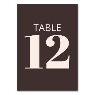 Numéro De Table Typographie Gras Bar Mitsva Moderne Brun Personnal