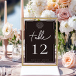 Numéro De Table Typographie minimale Mariage de coquillage noir et<br><div class="desc">Élégante, sophistiquée et élégante sans effort — cette carte de numéro de table mariage moderne est parfaite pour le couple qui aime le design intemporel avec une touche contemporaine. Avec un texte blanc immaculé sur un arrière - plan noir au charbon de bois propre, la disposition est encadrée par une...</div>