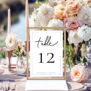Numéro De Table Typographie minimale Mariage noir et blanc