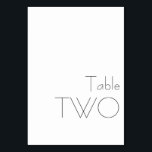 Numéro De Table Typographie minimaliste noir blanc jouant DEUX<br><div class="desc">Moderne minimaliste Noir Blanc Jouer Typographie Mariage DEUX Numéro de table</div>
