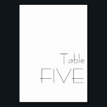 Numéro De Table Typographie minimaliste Noir Blanc Jouer CINQ<br><div class="desc">Moderne minimaliste Noir Blanc Jouer Typographie Mariage CINQ Numéro de table</div>