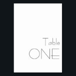 Numéro De Table Typographie minimaliste Noir Blanc Jouer ONE<br><div class="desc">Moderne minimaliste noir blanc Jouer typographie Mariage ONE Numéro de table</div>