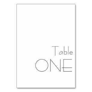 Numéro De Table Typographie minimaliste Noir Blanc Jouer ONE