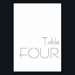 Numéro De Table Typographie minimaliste Noir Blanc Jouer QUATRE<br><div class="desc">Moderne minimaliste Noir Blanc Jouer Typographie Mariage FOUR Numéro de table</div>
