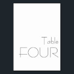 Numéro De Table Typographie minimaliste Noir Blanc Jouer QUATRE<br><div class="desc">Moderne minimaliste Noir Blanc Jouer Typographie Mariage FOUR Numéro de table</div>