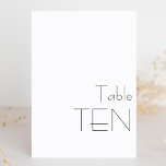 Numéro De Table Typographie minimaliste Noir Blanc Jouer TEN<br><div class="desc">Moderne minimaliste Noir Blanc Jouer Typographie Mariage TEN Numéro de table</div>