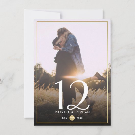 Numéro de table | Typographie moderne et photo dor (Devant)