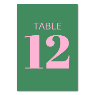 Numéro De Table Typographie moderne grasse rose verte Bar Mitzvah