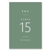 Numéro De Table Typographie moderne Mariage vert Eucalyptus (Dos)