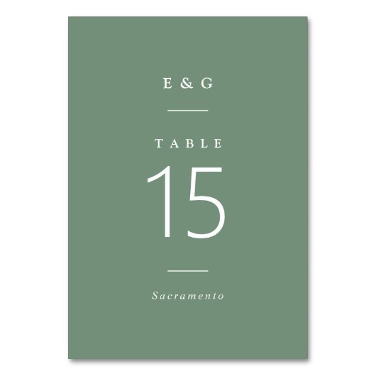 Numéro De Table Typographie moderne Mariage vert Eucalyptus (Dos)