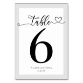 Numéro De Table Typographie Noir Blanc Mariage Réception (Dos)