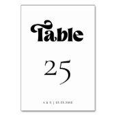 Numéro De Table Typographie rétro Gras Noir Blanc Simple Mariage (Dos)
