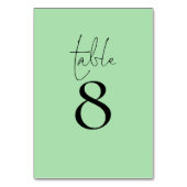 Numéro De Table Typographie simple Celadon Mariage de script vert (Dos)
