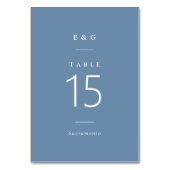 Numéro De Table Typographie simplement élégante mariage bleu pouss (Dos)
