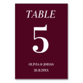 Numéro De Table Typographie tout simplement élégante Bourgogne Mar (Dos)