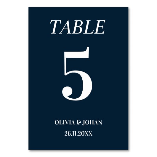 Numéro De Table Typographie tout simplement élégante Marine Mariag (Par défaut)