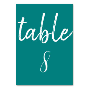 Numéro De Table Typographie Turquoise moderne Mariage minimal