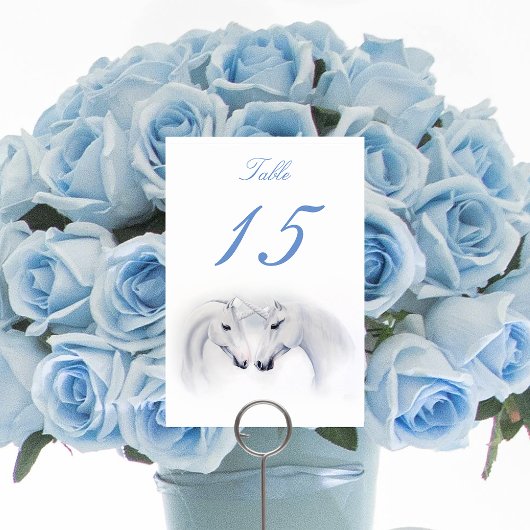 Numéro De Table Unicornes blanches Aimer Couple