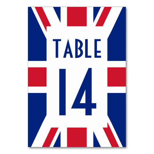 Numéro De Table Union Jack Rectangle Blanc Numéroté (Par défaut)