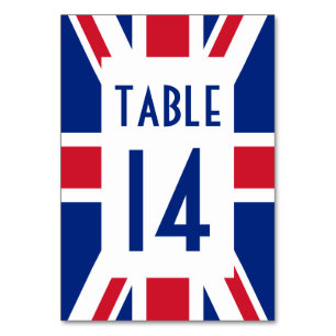 Numéro De Table Union Jack rectangulaire blanc numéroté