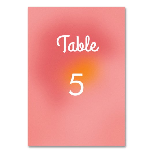 Numéro De Table Unique Artsy Retro Gradient Rose Orange Mariage (Dos)