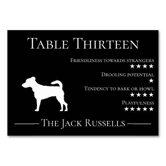 Numéro De Table Unique drôle chien race invité Jack Russell équipe (Devant)