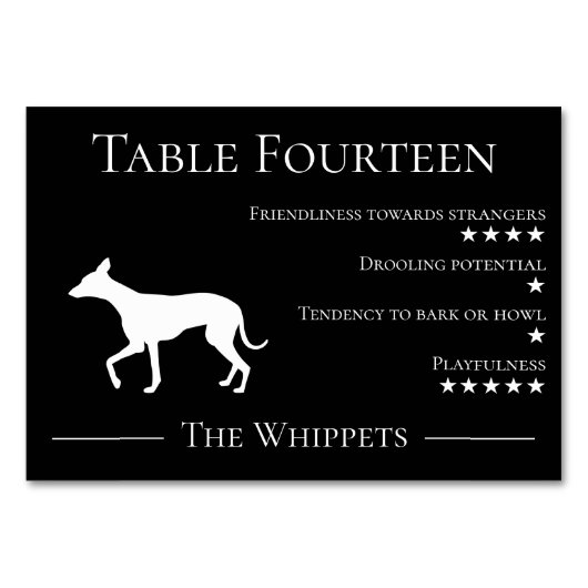 Numéro De Table Unique drôle chien race invité Whippet équipe (Dos)