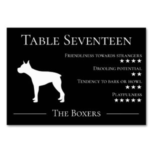 Numéro De Table Unique drôle de race chien équipe de boxer invité 