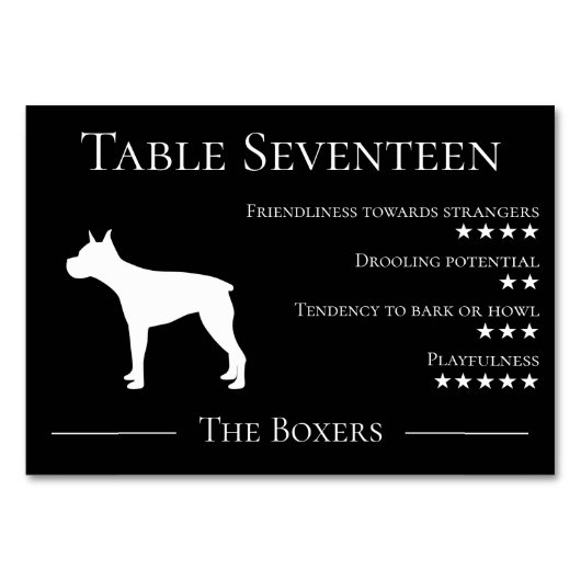 Numéro De Table Unique drôle de race chien équipe de boxer invité (Devant)