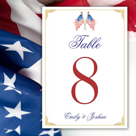 Numéro De Table USA Drapeau 4 juillet Patriotique Mariage Menu