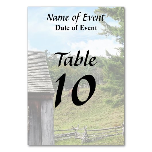 Numéro De Table Vache sur Hill (Dos)