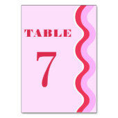 Numéro De Table Vague Rétro Wave 70s Rouge et Rose Table 7 Mariage (Par défaut)