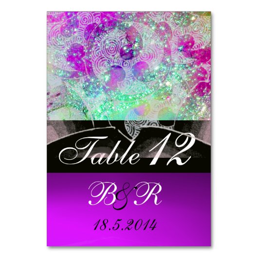 Numéro De Table VAGUES ABSTRAITES bleu, violet rose Mariage Monogr (Par défaut)