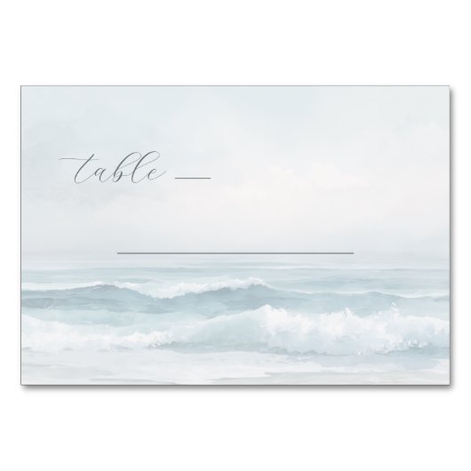 Numéro De Table Vagues aquarelles bleues tranquilles (Devant)