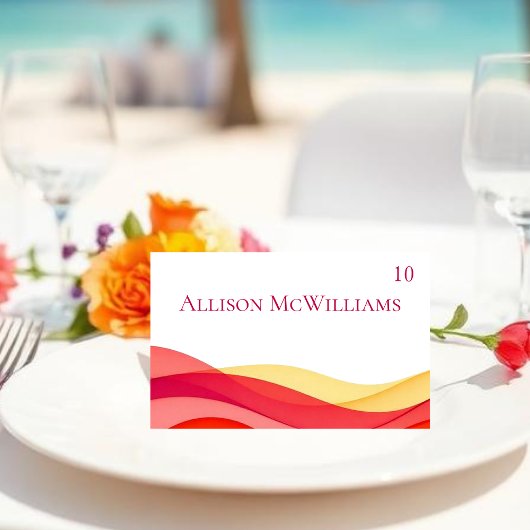 Numéro De Table Vagues de Couleur de Coucher de Soleil Mariage Mod
