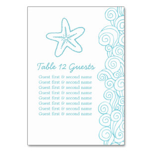 Numéro De Table vagues de la mer aqua invités Mariages numéros de