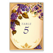 Numéro De Table Vaisseau Mariage Grape VIne Gold Filigree (Dos)