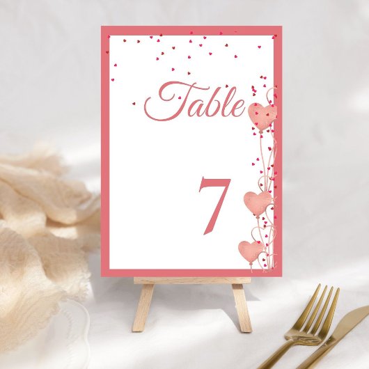 Numéro De Table Valentine rose Fête des mariées de coeur Date Idée