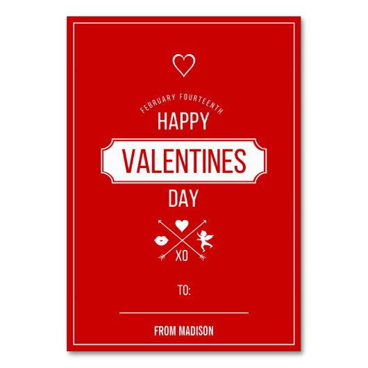 Numéro De Table Valentine Symboles Classroom Valentine Card (Par défaut)