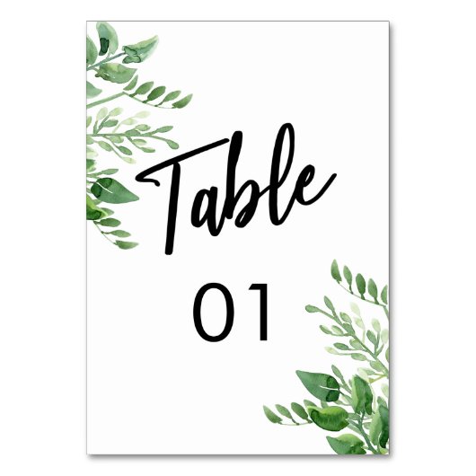 Numéro De Table Végétation à l'aquarelle, typographie manuscrite d (Par défaut)