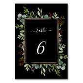 Numéro De Table Végétation botanique Noël Mariage de vacances Noir (Dos)