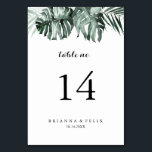 Numéro De Table Végétation tropicale Blanc Floral Mariage<br><div class="desc">Ce numéro de table à la mariage à fleurs blanche et verdoyante est parfait pour un mariage rustique. Le design est composé de bouquets feuille de palmiers verts avec de belles fleurs blanches. Il s'agit d'un numéro de table recto-verso. Ajoutez chaque numéro de table dont vous avez besoin à votre...</div>