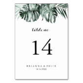 Numéro De Table Végétation tropicale Blanc Floral Mariage (Dos)